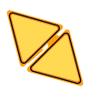 a vector of two triangle-like grilled cheeses with cheese sticking out in the middle.